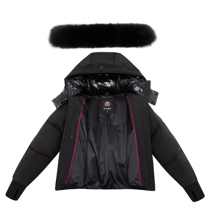 F25-5002-STELLA DOWN FUR JACKET-Black/Black Fur