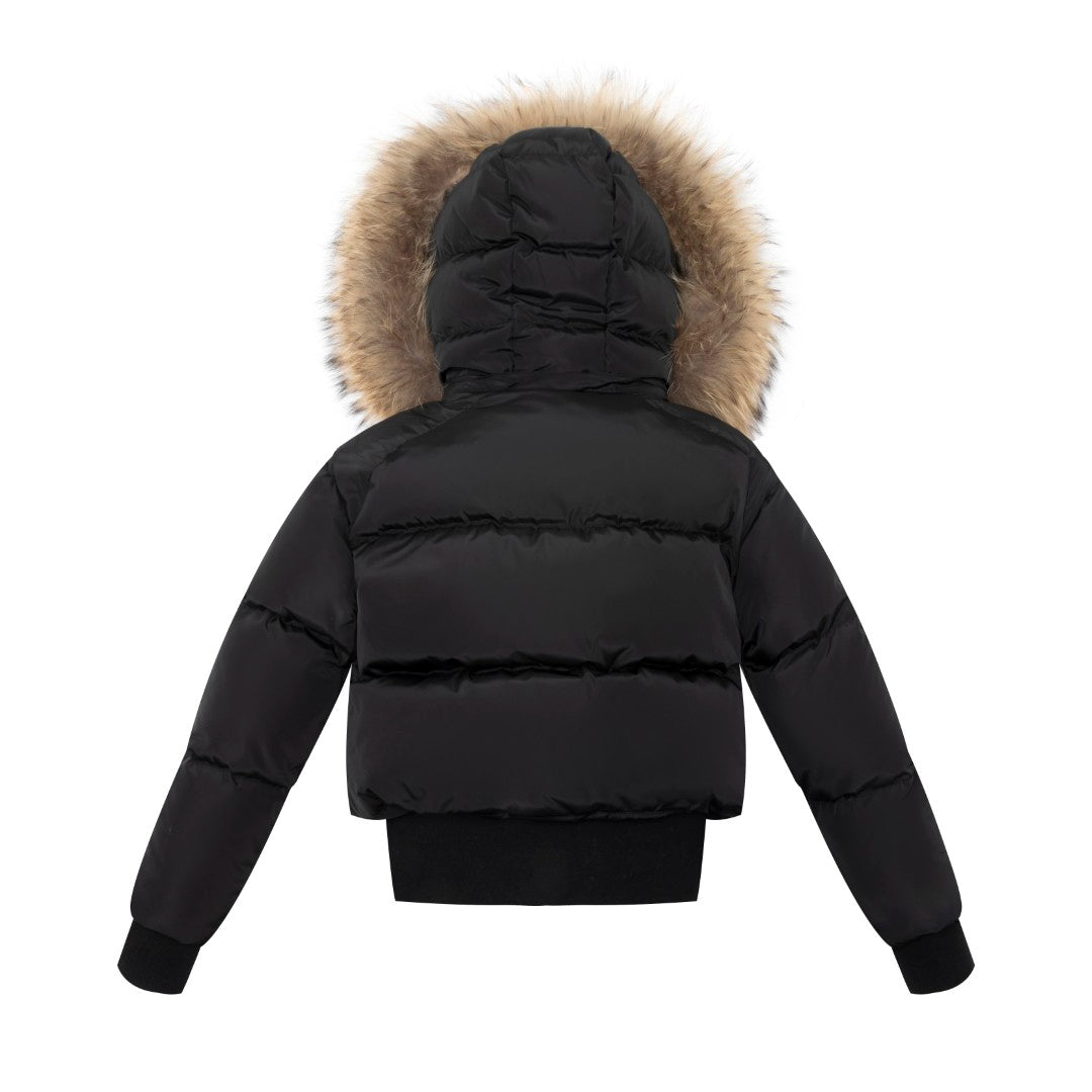 F25-5009B-EMMA DOWN BOMBER-Black Racoon