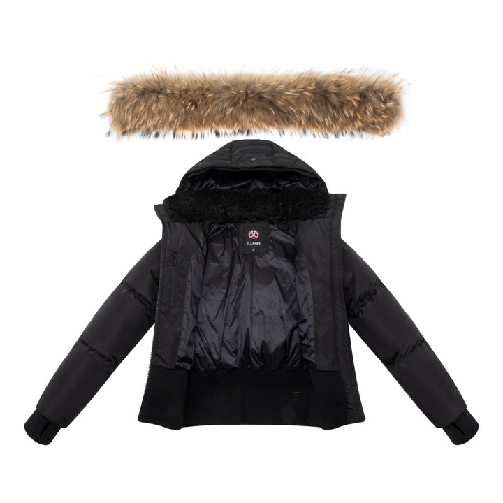 F25-5009B-EMMA DOWN BOMBER-Black Racoon