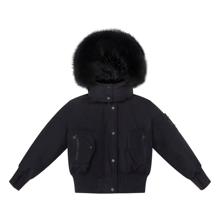 F25-A5010-ADELLE CANVAS DOWN BOMBER-black/blk racoon