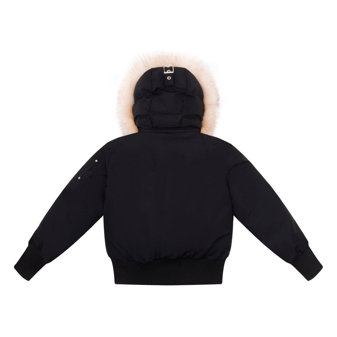 F25-5011-LAYLA CANVAS POM-POM BOMBER-Black/Gold fox