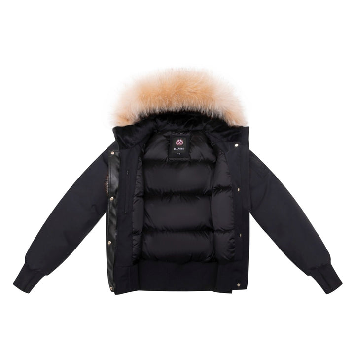 F25-5011-LAYLA CANVAS POM-POM BOMBER-Black/Gold fox