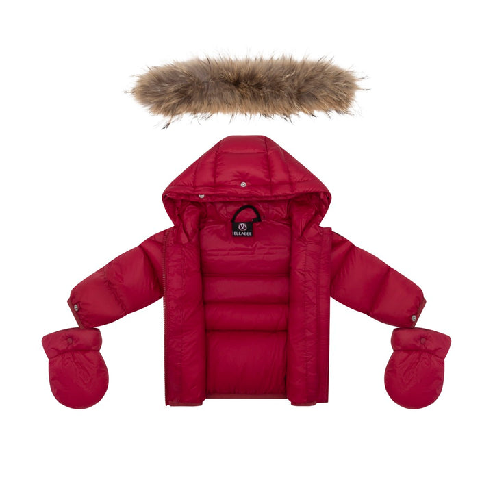 F25-5031R-BELLA ENFANT FUR DOWN JACKET-Raspberry Racoon