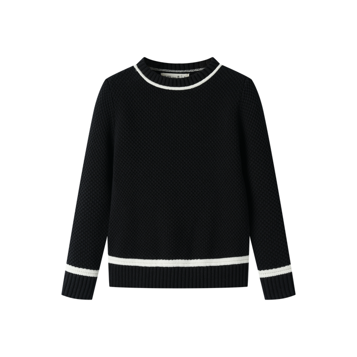 SEED STITCH SWEATER-BLACK