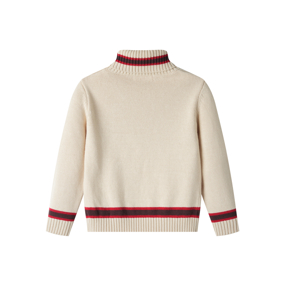 TURTLENECK SWEATER WITH CONTRAST EDGING-CREAM