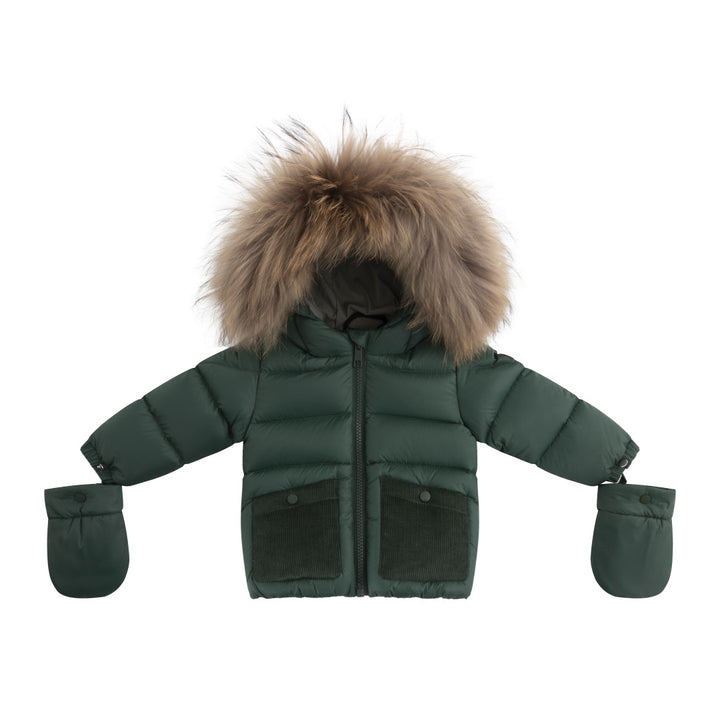 FW26-6031 BELLA ENFANT FUR DOWN JACKET - Green/Corduroy/Olive Lining