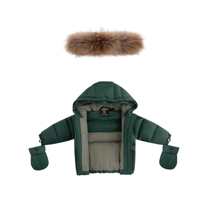 FW26-6031 BELLA ENFANT FUR DOWN JACKET - Green/Corduroy/Olive Lining