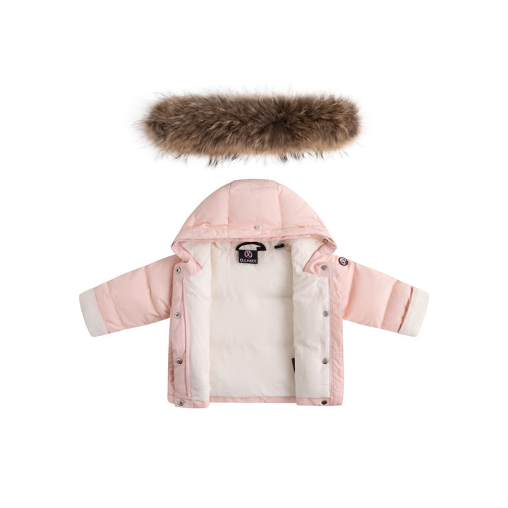 FW26-6033 LYANE ENFANT FUR DOWN JACKET - Baby Pink/White Lining