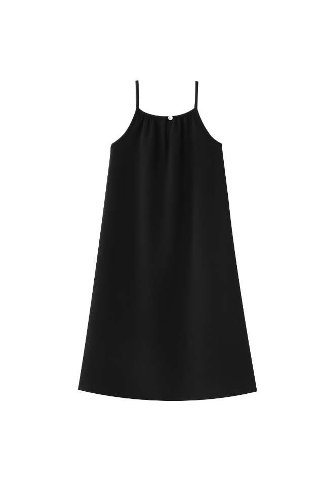 THIN STRAPPED MAXI JUMPER-BLACK
