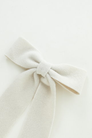 LARGE WOOL HAIRBOW-CREAM