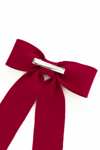 LARGE WOOL HAIRBOW-RED