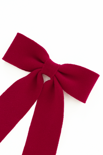 LARGE WOOL HAIRBOW-RED