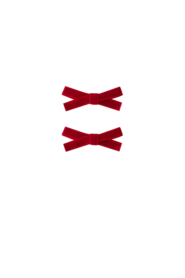 SMALL WOOL HAIRBOWS-RED