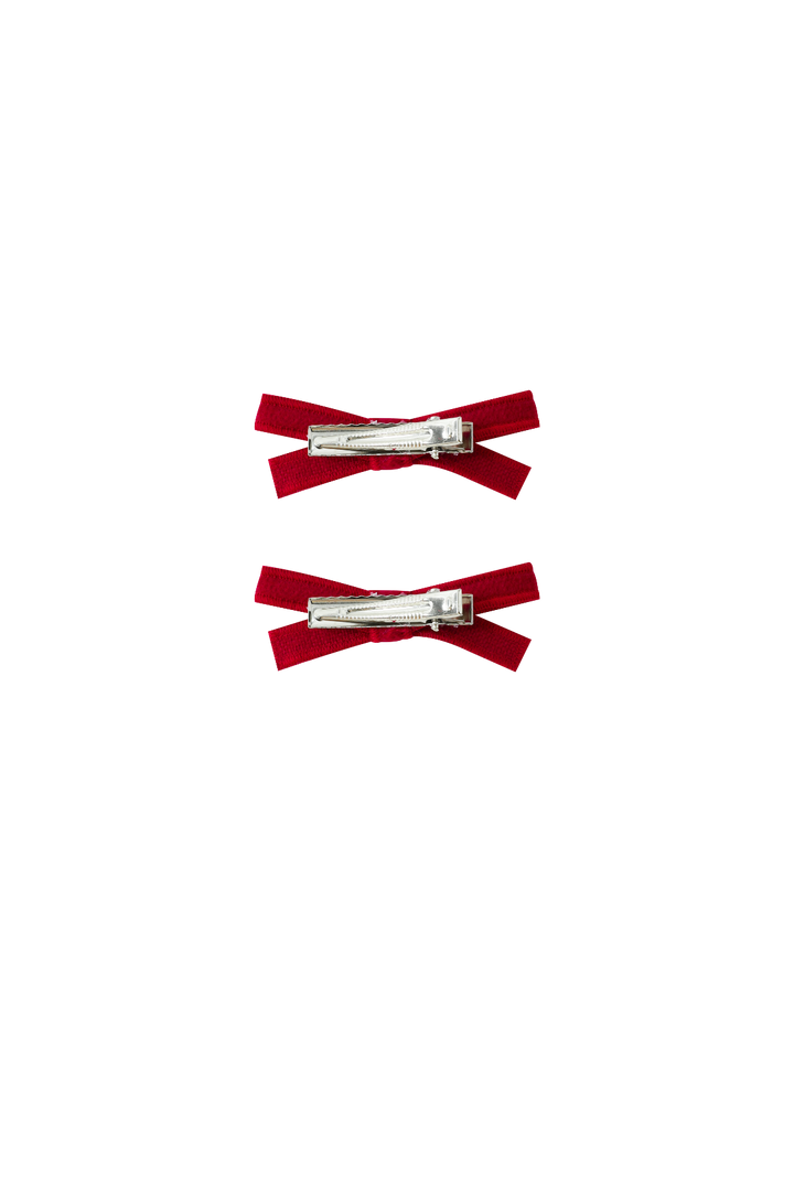 SMALL WOOL HAIRBOWS-RED