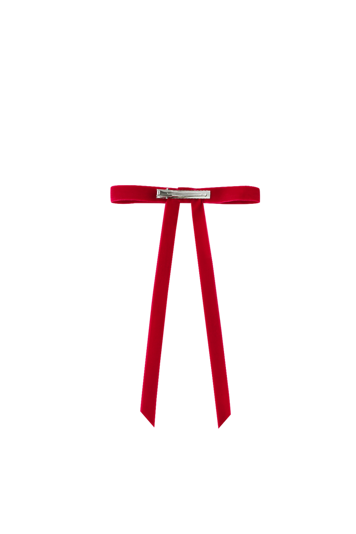 VELVET HAIRBOW-RED