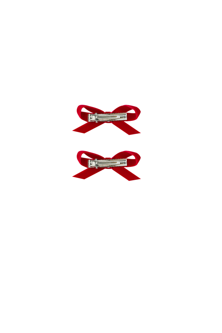 SMALL VELVET HAIRBOWS-RED
