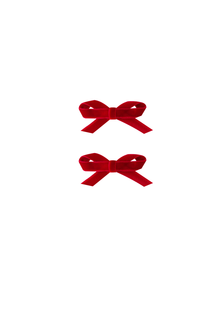 SMALL VELVET HAIRBOWS-RED