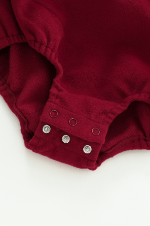 ROUND YOKE WOOL ROMPER WITH CROCHET COLLAR-RED