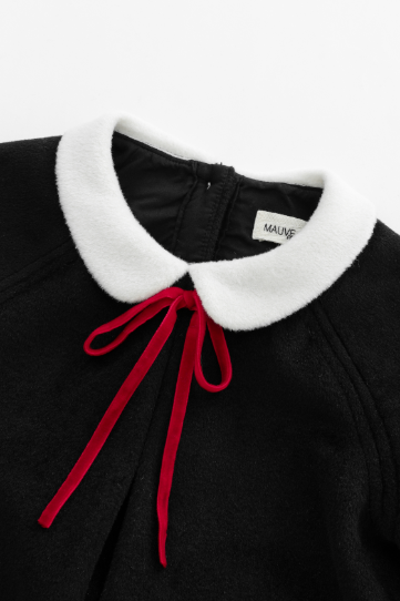 PETER PAN COLLARED WOOL ROMPER-BLACK