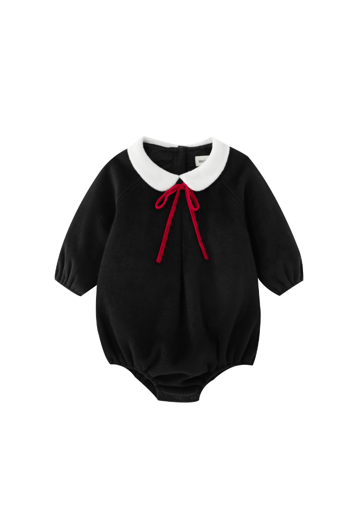 PETER PAN COLLARED WOOL ROMPER-BLACK