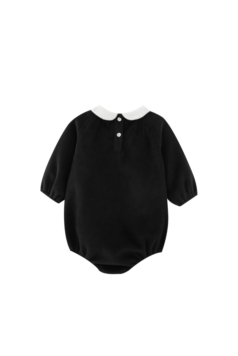 PETER PAN COLLARED WOOL ROMPER-BLACK