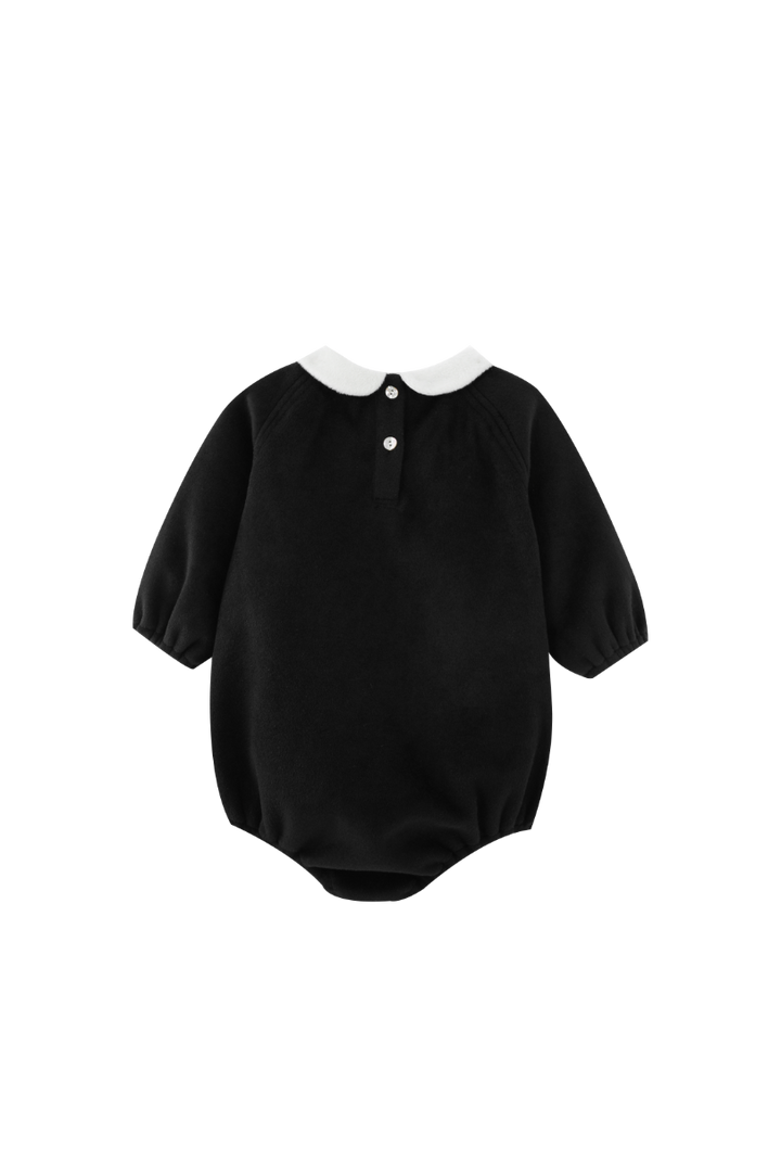 PETER PAN COLLARED WOOL ROMPER-BLACK