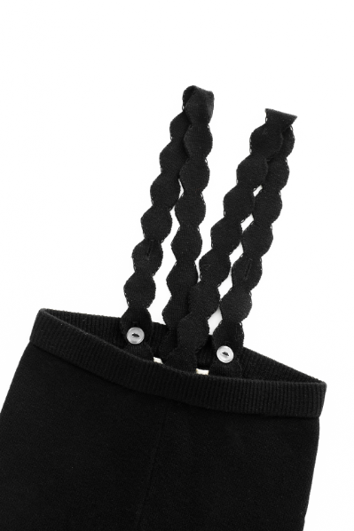 SUSPENDER LEGGING WITH SCALLOPED EDGING-BLACK