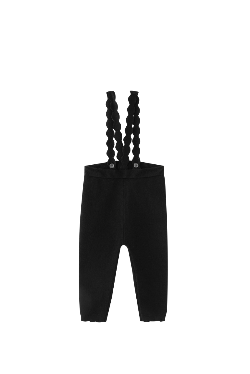 SUSPENDER LEGGING WITH SCALLOPED EDGING-BLACK