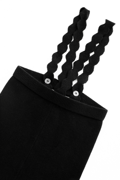 SUSPENDER LEGGING WITH SCALLOPED EDGING-BLACK
