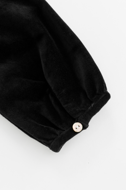 LACE COLLAR VELVET DRESS-BLACK