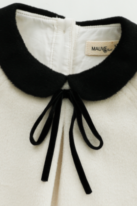 PETER PAN COLLARED WOOL DRESS-CREAM