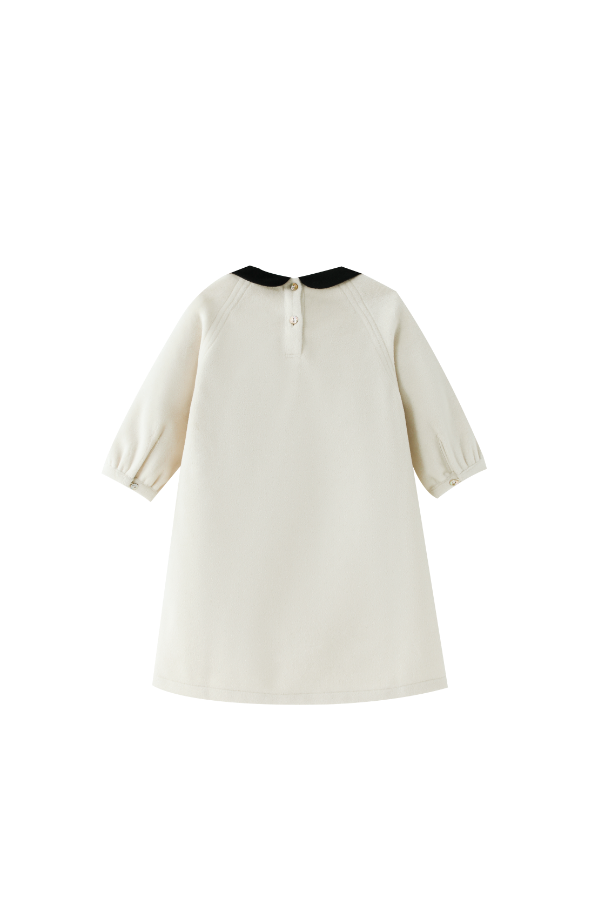 PETER PAN COLLARED WOOL DRESS-CREAM