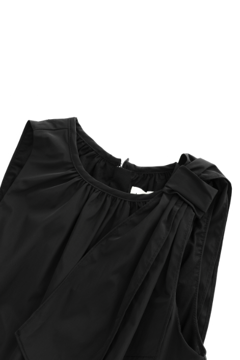 TAFFETA JUMPER WITH SHOULDER TIE-BLACK