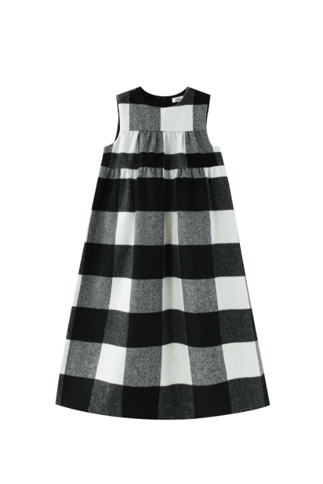 WOOL PLAID MIDI JUMPER-BUFFALO PLAID