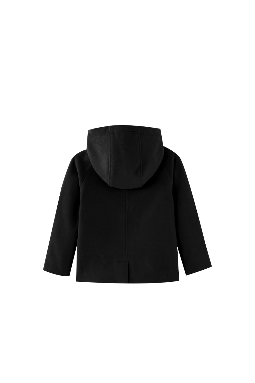 DOUBLE BREASTED WOOL JACKET-BLACK