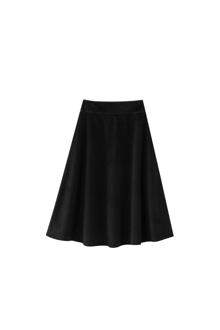 MIDI WOOL CIRCLE SKIRT-BLACK