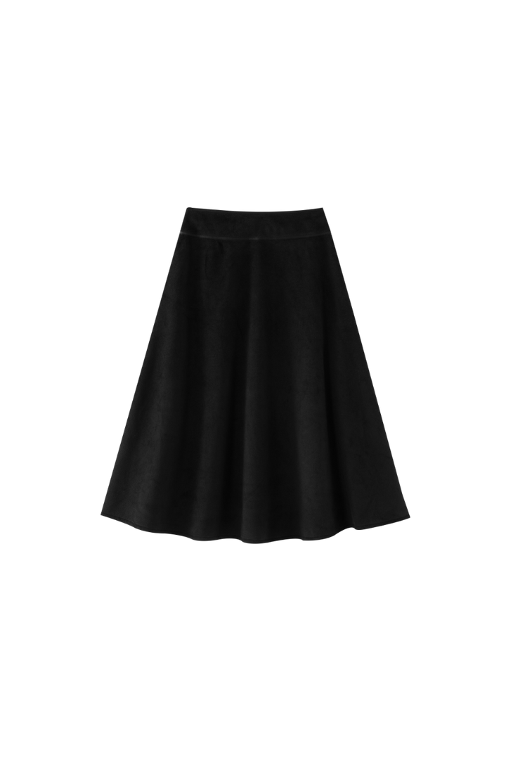 MIDI WOOL CIRCLE SKIRT-BLACK