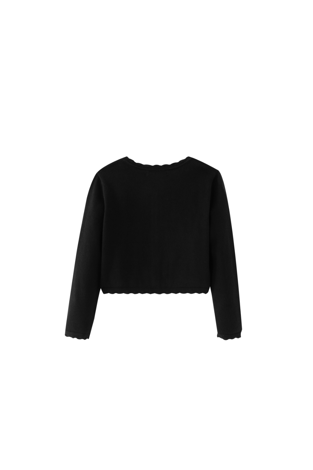 CARDIGAN WITH SCALLOPED EDGING-BLACK