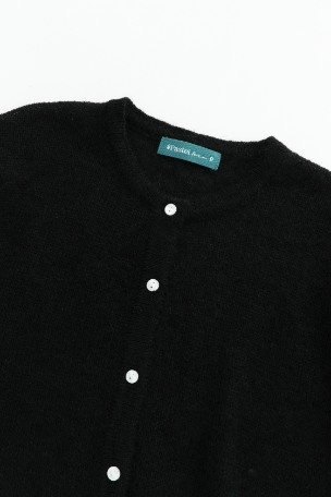 KNIT CARDIGAN WITH SCALLOPED EDGE-BLACK