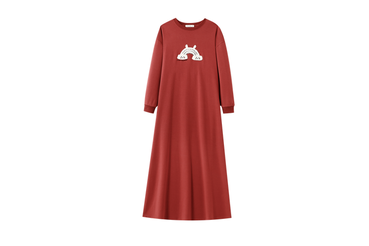COZY RAINBOW NIGHTGOWN-RUST