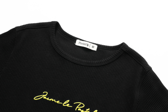 JAIME LE PASTEL RIBBED NIGHTGOWN-BLACK