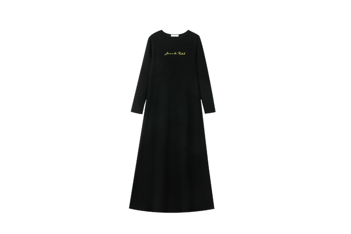 JAIME LE PASTEL RIBBED NIGHTGOWN-BLACK
