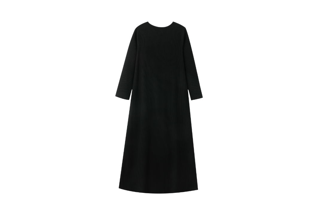 JAIME LE PASTEL RIBBED NIGHTGOWN-BLACK