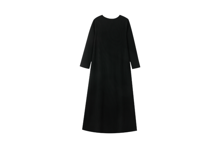 JAIME LE PASTEL RIBBED NIGHTGOWN-BLACK