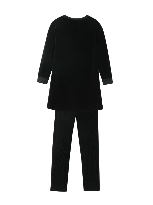 JAIME LE PASTEL VELOUR NIGHTSHIRT-BLACK