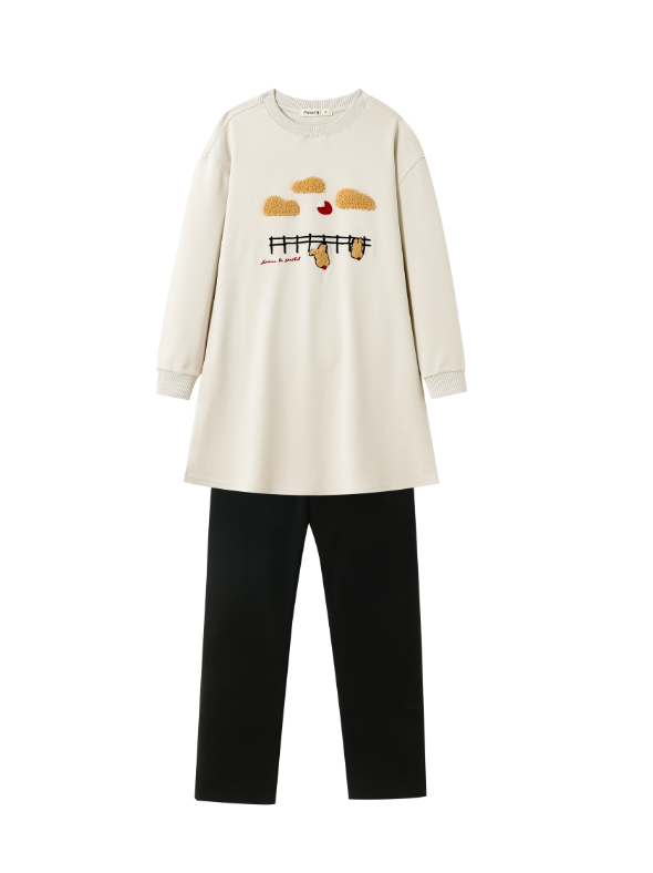 TUNIC SET WITH SHERPA GRAPHIC-STONE