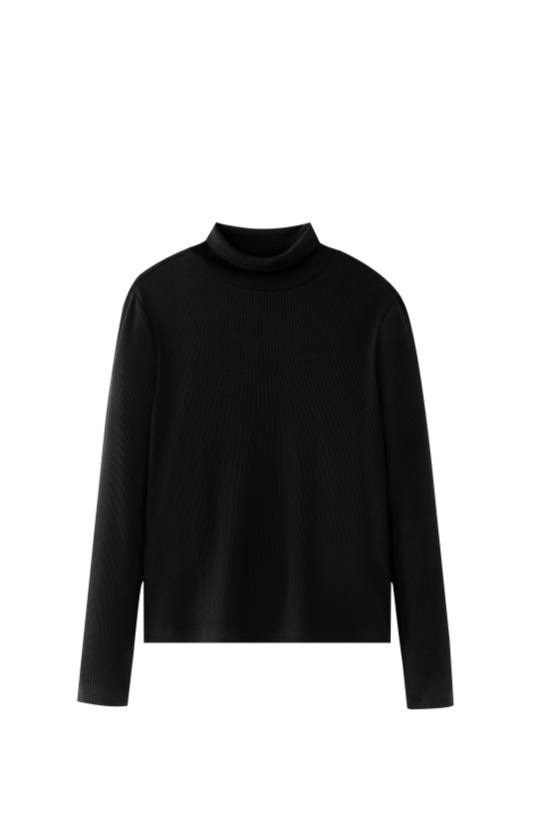 RIBBED TURTLENECK-BLACK