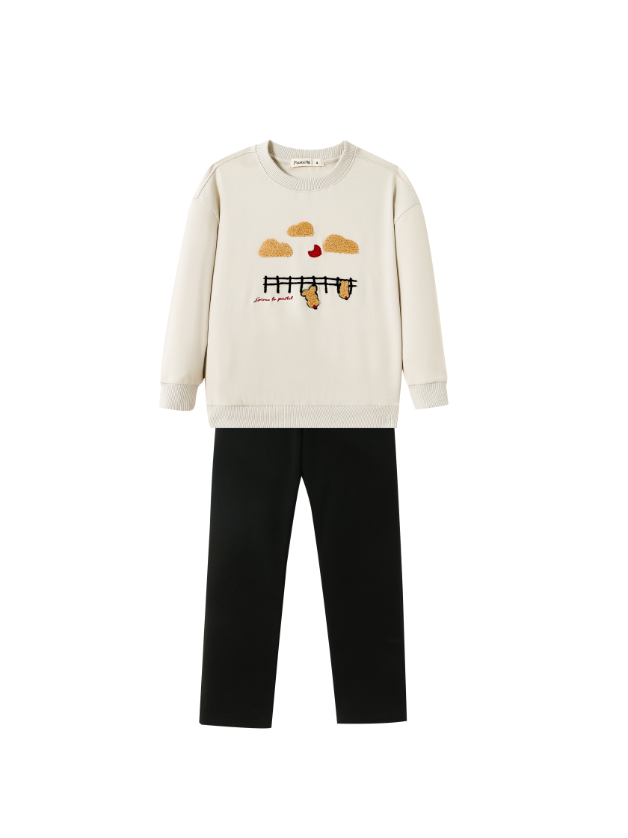 PAJAMA SET WITH SHERPA GRAPHIC-STONE