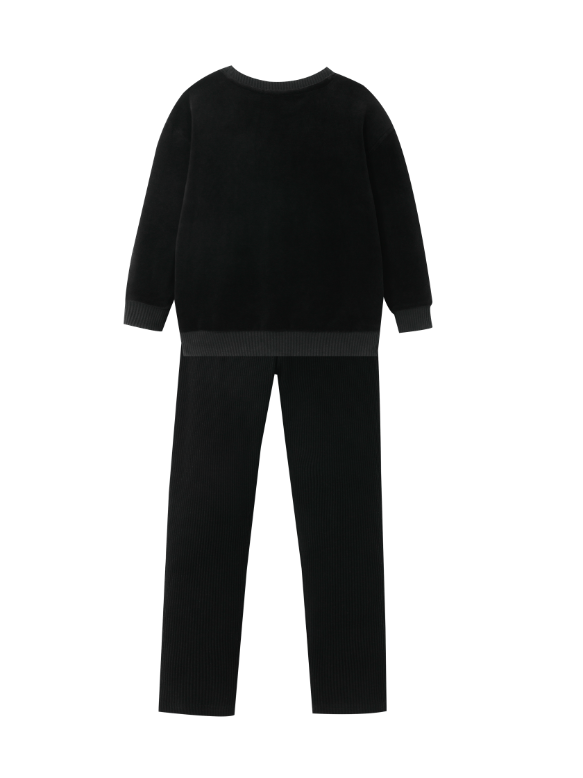 JAIME LE PASTEL VELOUR PAJAMA-BLACK