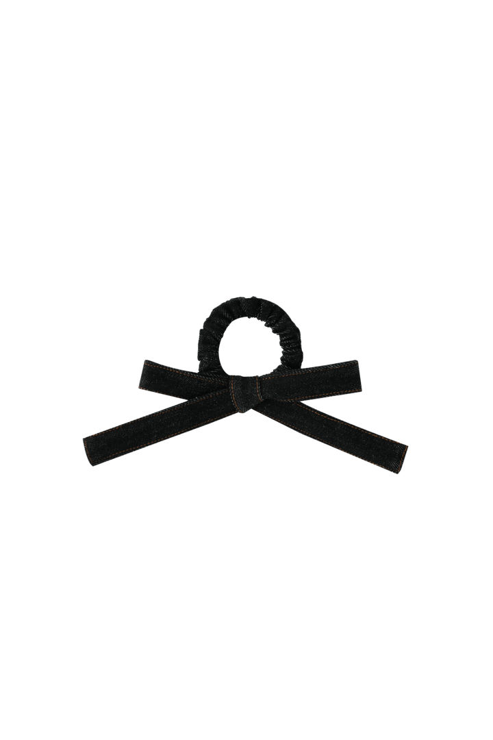 PONY SCRUNCHIE WITH BOW-BLACK DENIM